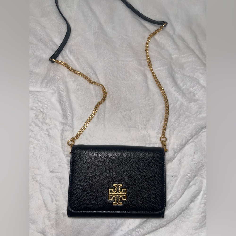 Black Tory Burch Crossbody Bag with Gold Accents